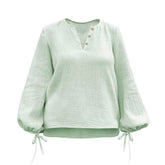 Bluză din muselină de bumbac pentru femei cu mâneci bufante cu fundă la manșete. Odiseea lui Artur